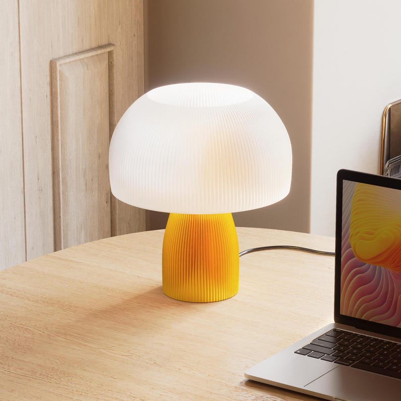 Lámpara de mesa con forma de hongo impresa en 3D: moderna lámpara de escritorio y de noche