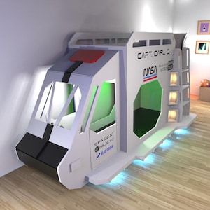 Rocket Space Shuttle Boy Bed PRODUCTION PLAN Astronauts Planet Sky Bed File include Digital Manual How to Make DIY project