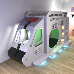 Rocket Space Shuttle Full Size Bed Boy Bed PRODUCTION PLAN Astronauts Planet Sky Bed File include Digital Manual How to Make DIY project