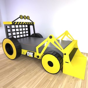 Tractor Construction Bed PRODUCTION PLAN Bulldozer Twin Size Bed Bobcat Boy Bedroom File include Digital Manual DIY project