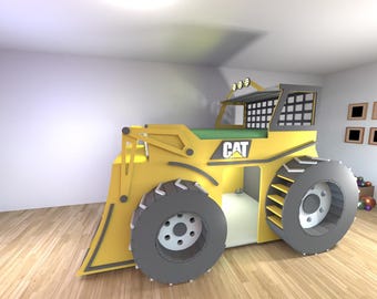 Bulldozer Cat Tractor Construction With Playground & Bunk  Bed PRODUCTION PLAN Boy Bedroom File include Digital Manual DIY project