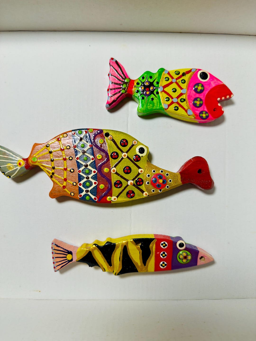 Hand Painted Wooden Fish Wall Decor Set - Tropical Coastal Art - Etsy