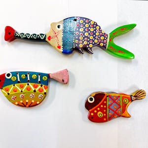 Handmade Wooden Fish Wall Art: Set of 3 Painted Decor