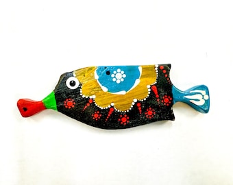 Handgemachte bemalte Holzfisch-Wandkunst: Nautisches Dekor, 3er-Set