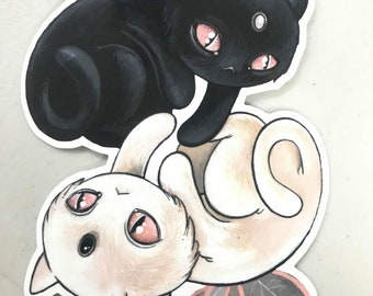 YinYang Kitties  - waterproof and weatherproof 5" vinyl sticker occult, dark, demon, witchy, kawaii, spooky, horror