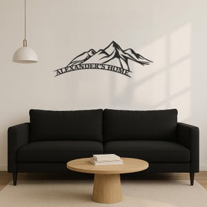 Personalized Mountain Metal Wall Art: Rustic Cabin Decor, Custom Home Sign