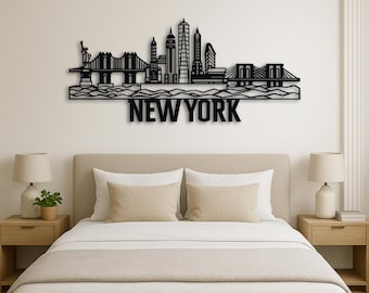 New York City Skyline Metal Wall Art: Modern Steel Cityscape Decor