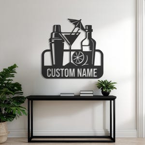 Personalized Cocktail Bar Metal Sign: Custom Home Bar Decor