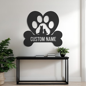 Personalized Pet Paw Metal Wall Art: Cat & Dog Memorial Decor