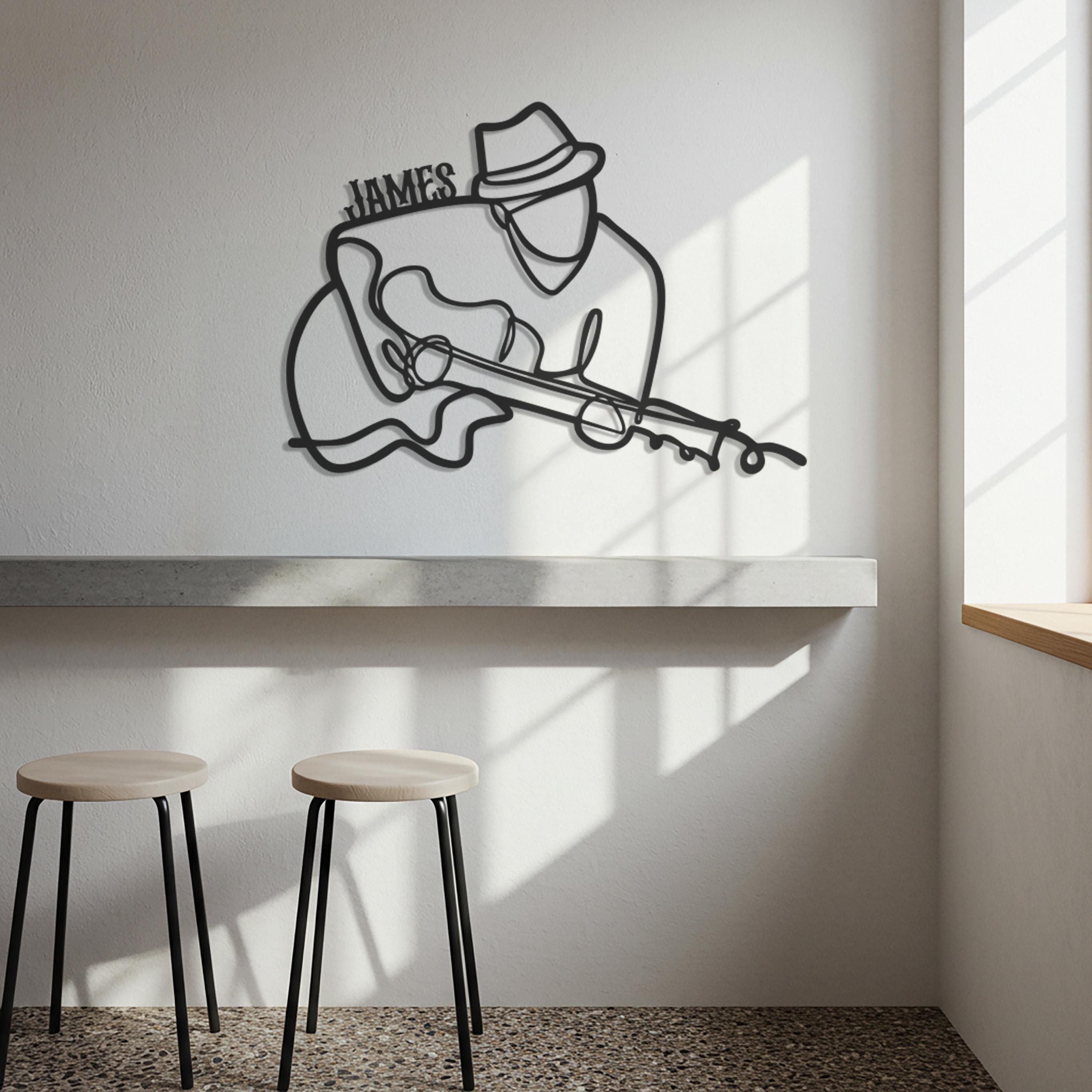 Personalized Guitarist Metal Wall Art: Custom Musician Gift