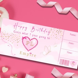 Mock Event-Eintrittskarte P Louise Empire Geschenkkarte P Louise Rosa Mädchen digitales Ticket für junge Mädchen Geburtstagsüberraschungsgeschenk für Mädchen b Tag