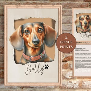 Pet portrait custom sausage dog portrait watercolour dog print funny Dachshund wall art  for pet Dachshund portrait for pet dog print