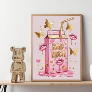 Roze make-up lover muurkunst | Op P.Louise geïnspireerde poster (digitale download)