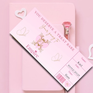 Personalisiertes Ereignisticket Plouise Überraschungsticket Geschenk für Mädchen Überraschungsrosa-Eintritt für Geburtstage besondere Tage Geschenk für junge Mädchen