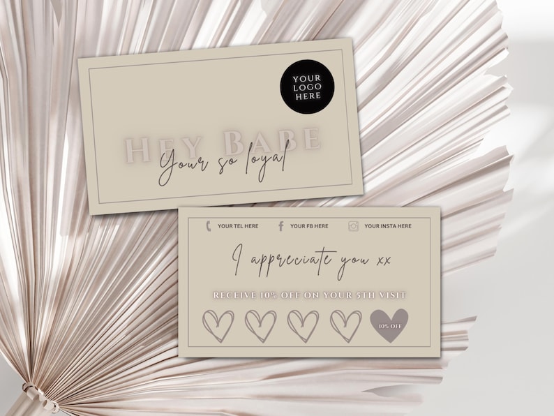 Beige Loyalty Card Template for VIP Customer Reward Card for Salon ...
