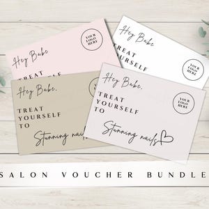 Lot de chèques-cadeau pour ongles et beauté Chèque-cadeau pour salon de beauté moderne pour les ongles Chèque-cadeau pour entreprise de beauté Chèque-cadeau minimaliste pour cils