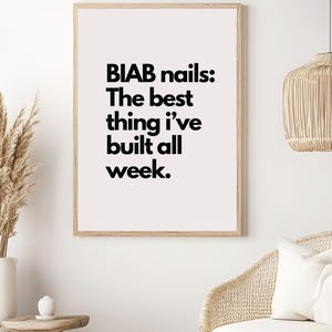 Salon wall decor BIAB nails wall art print nail salon poster beige aesthetic poster for nails BIAB quote wall print salon decor for nails