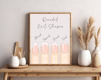 Nail Shape Guide Poster, Round Nail Art Salon Print (Digital Download)