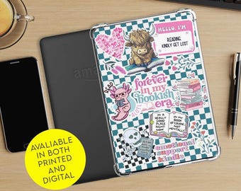 Bokliknande Kindle-insats: Teal-rutigt e-läsarfodraldekor