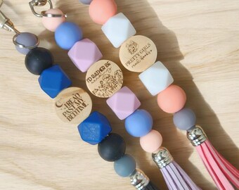 Bookish Silicone Beaded Keychain: Book Lover Gift