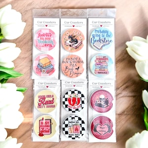Bookish Car Coasters: Ceramic Cup Holder Inserts