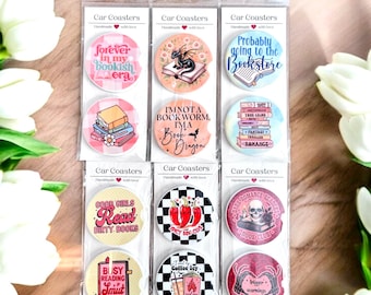 Bookish Car Coasters: Ceramic Cup Holder Inserts