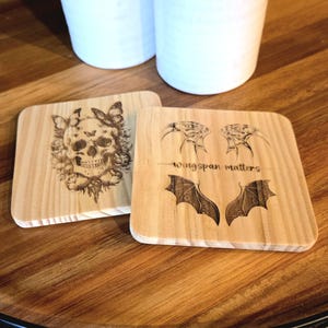 Romantasy Lover Wooden Coaster Set of 4, Gift for Romantasy Lover, Gift for Book Lover