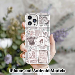 Book Lover Phone Insert: Beige Glitter Cardstock, Holographic Laminate