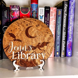 Personalized Library Sign, Custom Reading Corner Wall Décor, Vintage Bookworm Sign