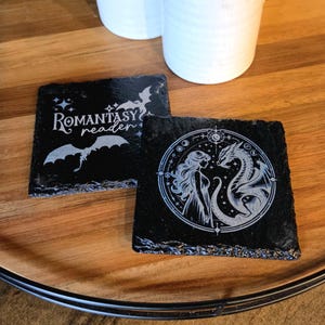 Romantasy Lover Slate Coaster Set of 4, Gift for Romantasy Lover, Gift for Book Lover