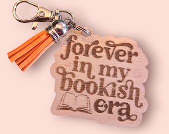 Bookish Era Wooden Keychain: Book Lover Gift
