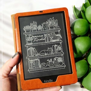 Personalized Kindle Cat Bookshelf Lock Screen, Custom Name Wallpaper Kindle Paperwhite, Basic, Oasis, Digital Download Screensaver YOUR NAME
