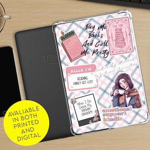 Plaid Kindle Lover Kindle Insert Kindle Stickers E-Reader Case Insert Kindle Glitter Cardstock Décor Bookish Accessories Gift for Book Lover