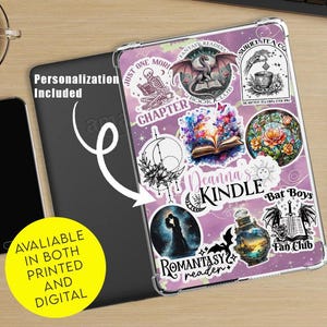 Romantasy Kindle Insert Kindle Stickers E-Reader Case Insert Kindle Glitter Cardstock Décor Bookish Accessories Gift for Book Lover