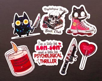 Juego de pegatinas de libros de suspense: pegatinas de libros