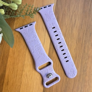 Bookish Stickers Silicone Watch Band, Book Lover, Apple Watch, Samsung Watch, Reader Gift, Book Lover Gift