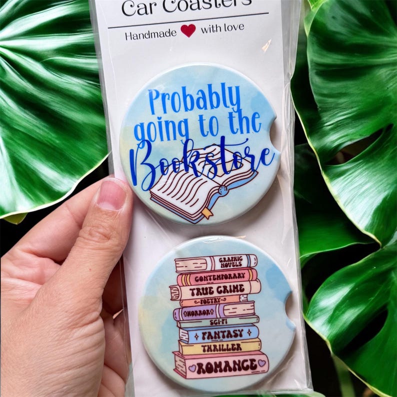 Bookish Car Coasters: Ceramic Cup Holder Inserts - Etsy