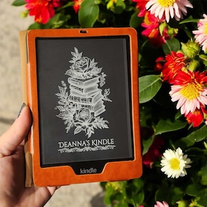 Personalized Kindle Floral Books Lock Screen, Custom Name Wallpaper Kindle Paperwhite, Basic, Oasis, Digital Download Screensaver YOUR NAME