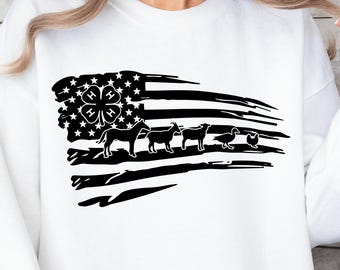 4H Animals American Flag SVG, County Fair Clipart, PNG Instant Download