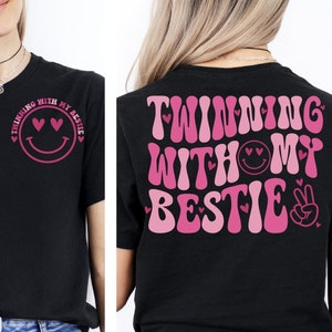 Twinning mit meinem Bestie SVG, Bestie SVG, Twins Day Freunde T-shirt, beste Freundin Geschenk, Retro Cricut Datei