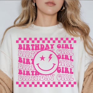 Checkered Birthday Girl Shirt Svg, Birthday Girl Shirt, Birthday Girl Png, Retro Wavy Birthday Shirt Svg, Birthday Svg, Birthday Girl Tshirt