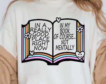 Diseño de camiseta para amantes de los libros, diseño de "Buen lugar para leer", descarga instantánea en formato SVG y PNG.