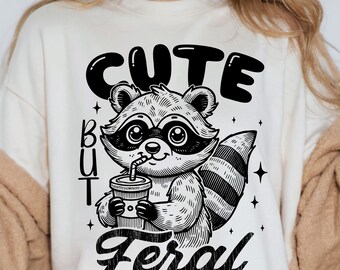 Feral Raccoon SVG PNG, Funny Sarcastic Retro Design, Instant Download