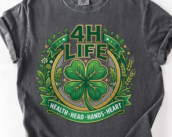 4H Life PNG, Clover Design, Head Heart Hands Health