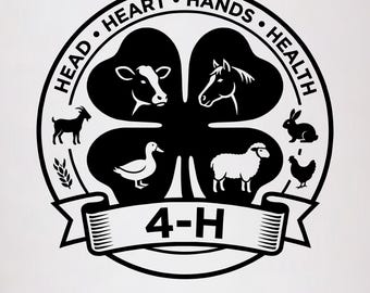 4H Clover with Animals SVG PNG, 4-H Shirt Design, Clover with 4H Animals Svg Png