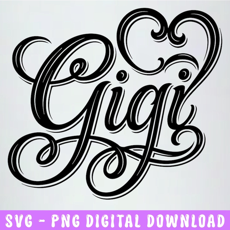 Gigi In Cursive Gigi SVG PNG, Heart Shirt Design - Etsy