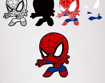 Baby Spiderman SVG, Layered File for Cricut, Outline Spiderman PNG, Spiderman Drawing Svg, Spider Png, Laser Cut File