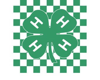 Checkered 4H Clover SVG PNG, County Fair Design (Digital Download)