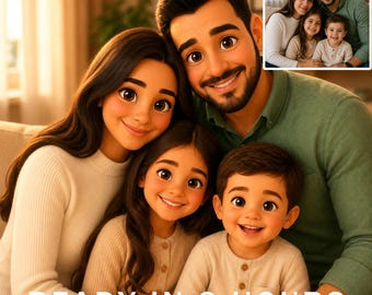 Pixar Style Portrait from Photo, Couple, Family, Pet Gift, Animated Style Portraits, Digital 3D Portrait, Gift, Digital Pixar Art
