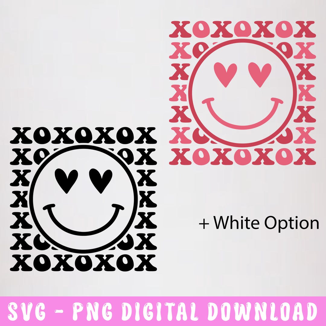 Love Happy Face Svg, XOXO Svg, Valentine Shirt Svg, Heart Eyes Happy ...